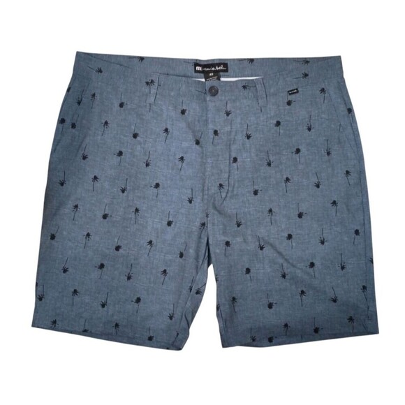 Travis Matthew Mens But Why Golf  Performance Shorts Size 40 Blue Palm Trees NWT - Picture 1 of 8